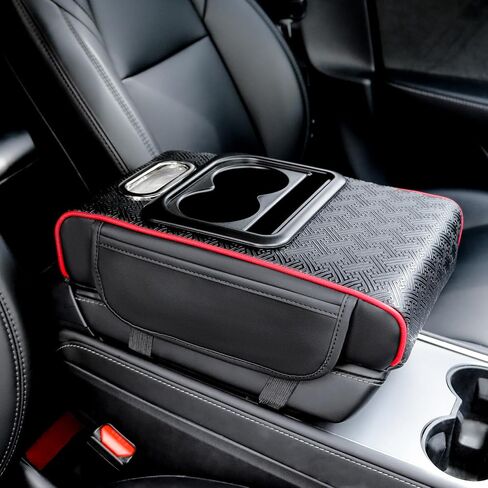 Upgraded Car Armrest Center Console Cover with Cup Holder – Rear Seat Armrest with Anti-Slip, Scratch-Resistant Design, Ideal for Family Trips, Multi-Functional Center Console with Secure-Large in Saudi Arabia