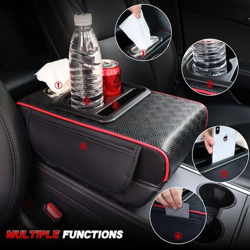 Upgraded Car Armrest Center Console Cover with Cup Holder – Rear Seat Armrest with Anti-Slip, Scratch-Resistant Design, Ideal for Family Trips, Multi-Functional Center Console with Secure-Large in Saudi Arabia