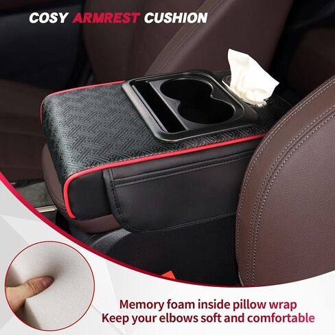 Upgraded Car Armrest Center Console Cover with Cup Holder – Rear Seat Armrest with Anti-Slip, Scratch-Resistant Design, Ideal for Family Trips, Multi-Functional Center Console with Secure-Large in Saudi Arabia