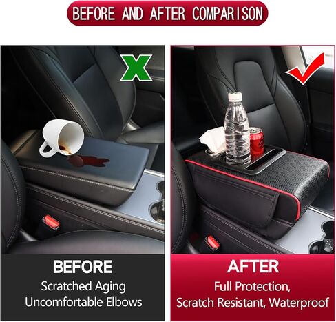 Upgraded Car Armrest Center Console Cover with Cup Holder – Rear Seat Armrest with Anti-Slip, Scratch-Resistant Design, Ideal for Family Trips, Multi-Functional Center Console with Secure-Large in Saudi Arabia