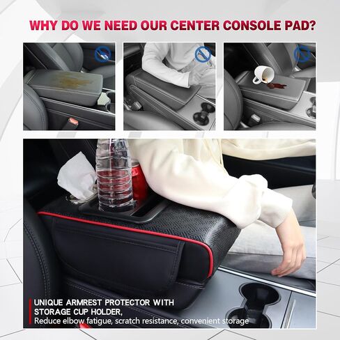 Upgraded Car Armrest Center Console Cover with Cup Holder – Rear Seat Armrest with Anti-Slip, Scratch-Resistant Design, Ideal for Family Trips, Multi-Functional Center Console with Secure-Large in Saudi Arabia
