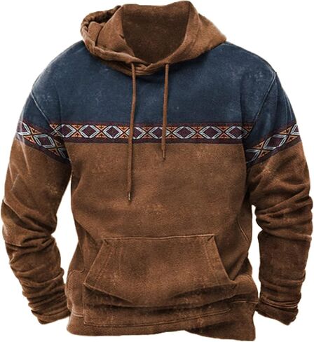 Hoodies for Men Graphic Pullover USA Drawstring Hooded Sweatshirts Vintage Western Hoodie Aztec Ethnic Sweatshirt in Saudi Arabia