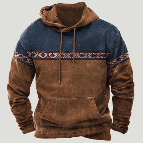 Hoodies for Men Graphic Pullover USA Drawstring Hooded Sweatshirts Vintage Western Hoodie Aztec Ethnic Sweatshirt in Saudi Arabia