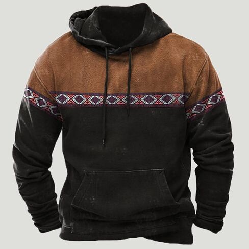 Hoodies for Men Graphic Pullover USA Drawstring Hooded Sweatshirts Vintage Western Hoodie Aztec Ethnic Sweatshirt in Saudi Arabia