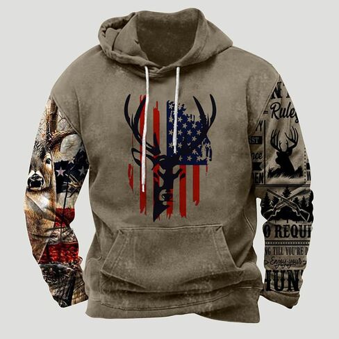 Hoodies for Men Graphic Pullover USA Drawstring Hooded Sweatshirts Vintage Western Hoodie Aztec Ethnic Sweatshirt in Saudi Arabia