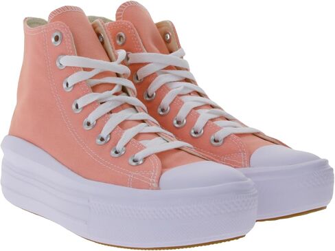 حذاء رياضي Chuck Taylor All Star Move Hi من القماش الكتاني للجنسين من Converse - نمط إغلاق برباط - فلامنغو/أبيض/أبيض 11 in Saudi Arabia