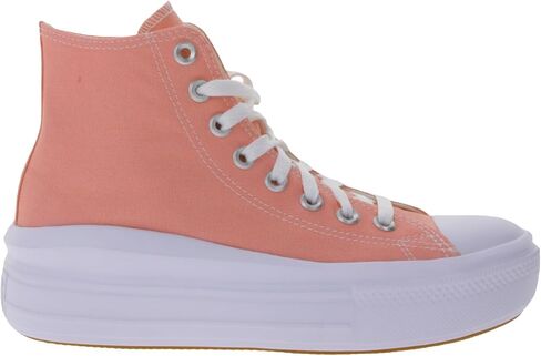 حذاء رياضي Chuck Taylor All Star Move Hi من القماش الكتاني للجنسين من Converse - نمط إغلاق برباط - فلامنغو/أبيض/أبيض 11 in Saudi Arabia