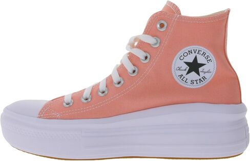 حذاء رياضي Chuck Taylor All Star Move Hi من القماش الكتاني للجنسين من Converse - نمط إغلاق برباط - فلامنغو/أبيض/أبيض 11 in Saudi Arabia