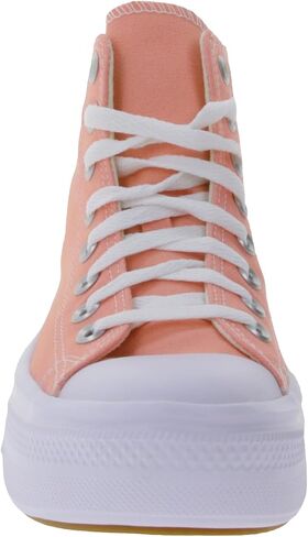 حذاء رياضي Chuck Taylor All Star Move Hi من القماش الكتاني للجنسين من Converse - نمط إغلاق برباط - فلامنغو/أبيض/أبيض 11 in Saudi Arabia