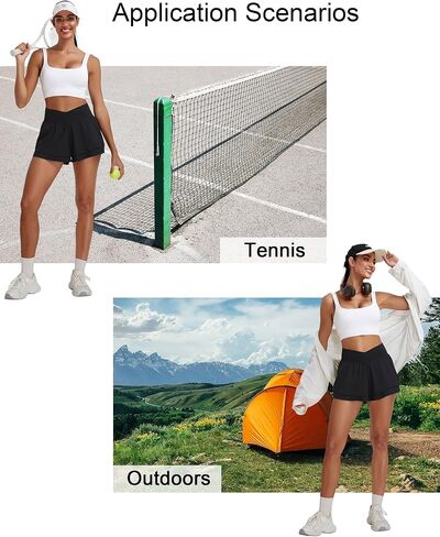 BMJL Womens Athletic Running Shorts High Waisted Crossover Workout Short with Pocket 3" in Saudi Arabia