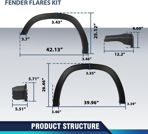 PIT66 Fender Flares 4PCS Compatible with Dodge Ram 1500 2019-2024, Not Fit 1500 Classic & Rebel & TRX Models Smooth Matte Black in Saudi Arabia
