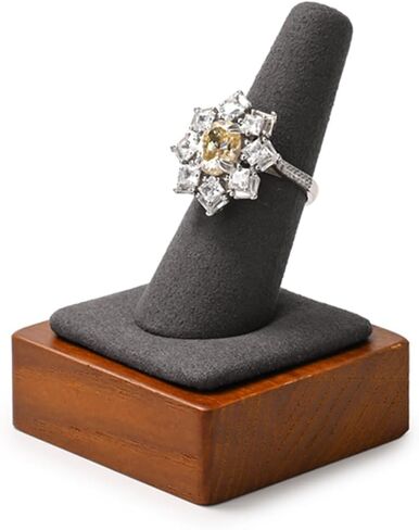 Single Finger Solid Wood Ring Display Stand Jewelry Showcase Display Holder for Ring(Grey) in Saudi Arabia