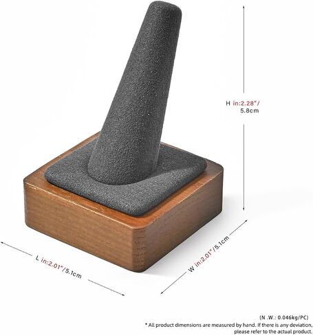 Single Finger Solid Wood Ring Display Stand Jewelry Showcase Display Holder for Ring(Grey) in Saudi Arabia
