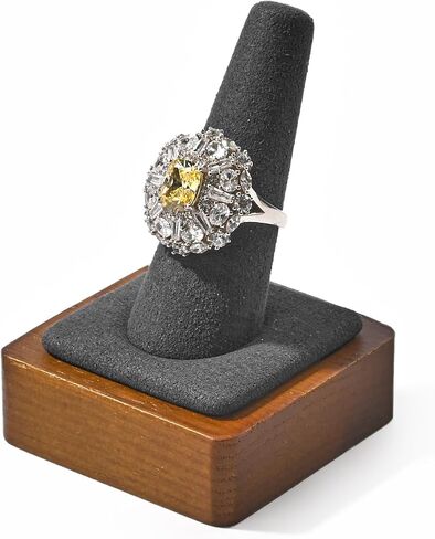 Single Finger Solid Wood Ring Display Stand Jewelry Showcase Display Holder for Ring(Grey) in Saudi Arabia