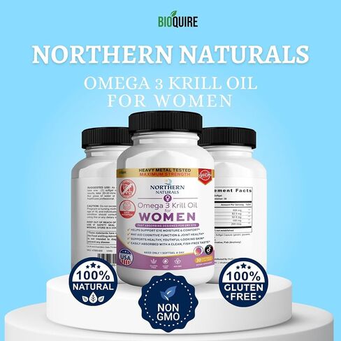 Northern Naturals Omega 3 Krill Oil for Women, 500mg, 30 Softgels, Fish-Free Taste, Supports Eye Health & Joint Function (1) in Kuwait