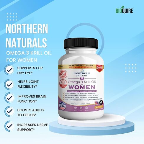 Northern Naturals Omega 3 Krill Oil for Women, 500mg, 30 Softgels, Fish-Free Taste, Supports Eye Health & Joint Function (1) in Kuwait