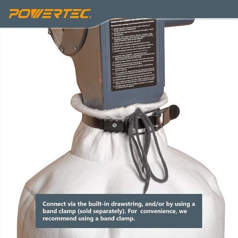POWERTEC Dust Collector Bag w/ 5" Band Clamp Kit, 1 Micron Dust Bag & 4-3/4" to 5-1/4" Dust Collector Band Clamp for Wen, Shop Fox, Grizzly, Rockler, Delta, and POWERTEC DC5371/ 5372 (70403) in Saudi Arabia
