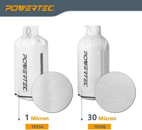 POWERTEC Dust Collector Bag w/ 5" Band Clamp Kit, 1 Micron Dust Bag & 4-3/4" to 5-1/4" Dust Collector Band Clamp for Wen, Shop Fox, Grizzly, Rockler, Delta, and POWERTEC DC5371/ 5372 (70403) in Saudi Arabia
