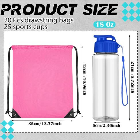 40 Pcs 17 oz Plastic Water Bottles Bulk and Drawstring Backpack Set Reusable Flip Top Leakproof Sports Water Bottles with Handle Strap Cinch Gym Drawstring Bags for Summer School Gym Travel in Kuwait