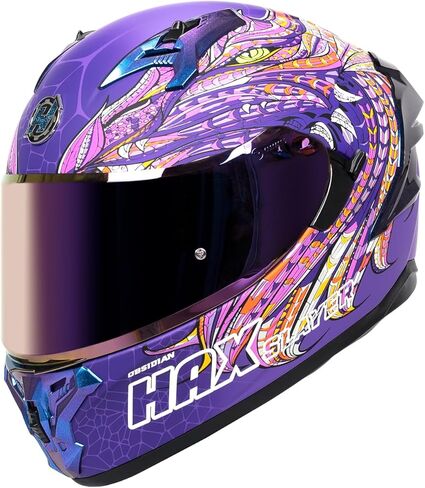 Hax Obsidian Pro Full Face Face Dual Visor Compe Proyticlecle Helmet لدراجة شارع الدراجات النارية مع Pinlock Ready Dot معتمدة من اللون الوردي M. in Kuwait