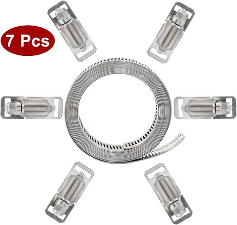 Waziaqoc Metal Clamp for Pipe, 1/2" 32.8ft Adjustable + 13 Stronger Fasteners, Large Stainless Steel 304 Clamps, DIY Duct Pipe Band Clamps for Fuel Radiator Automotive Mechanical Plumbing Air Ducting in Saudi Arabia