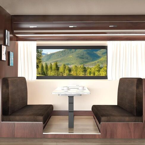 Leather Look RV Camper Cantete Cushion Coushion ، ووسادة أريكة RV قابلة للغسل تغطي مقاعد مقاعد مقاعد CANETTE مقاعد قابلة للتمديد (غطاء مسند الظهر وغطاء مقعدان ، بني) in Kuwait