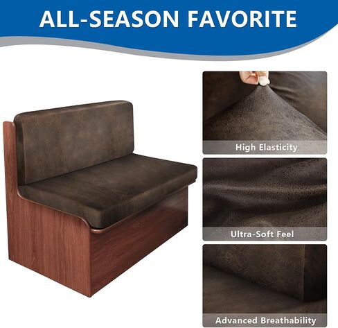 Leather Look RV Camper Cantete Cushion Coushion ، ووسادة أريكة RV قابلة للغسل تغطي مقاعد مقاعد مقاعد CANETTE مقاعد قابلة للتمديد (غطاء مسند الظهر وغطاء مقعدان ، بني) in Kuwait