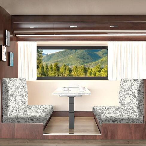 Leather Look RV Camper Cantete Cushion Coushion ، ووسادة أريكة RV قابلة للغسل تغطي مقاعد مقاعد مقاعد CANETTE مقاعد قابلة للتمديد (غطاء مسند الظهر وغطاء مقعدان ، بني) in Kuwait