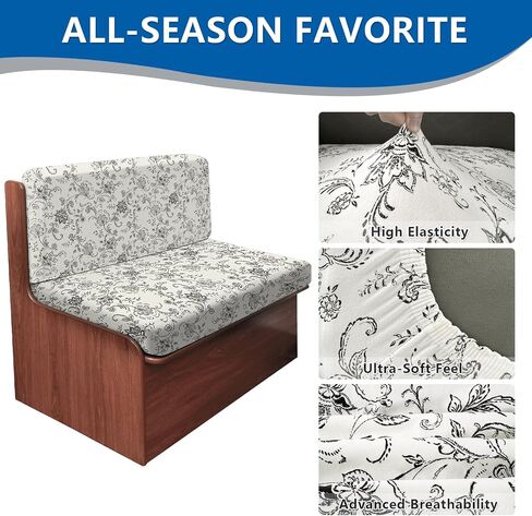 Leather Look RV Camper Cantete Cushion Coushion ، ووسادة أريكة RV قابلة للغسل تغطي مقاعد مقاعد مقاعد CANETTE مقاعد قابلة للتمديد (غطاء مسند الظهر وغطاء مقعدان ، بني) in Kuwait