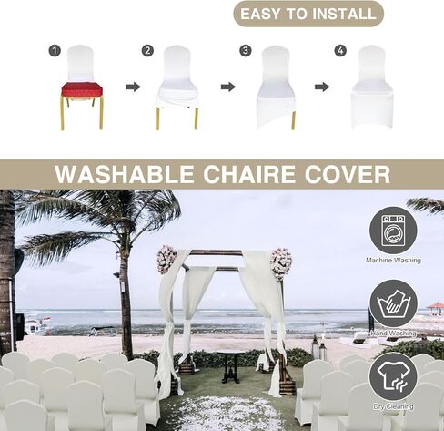 100 PCS CARCH CARCH ANCHERS Universal Polyester SPANDEX CORVERS SLIPCOVERS FOR PARKING FART FRATH CARRESS (WHITE) in Kuwait