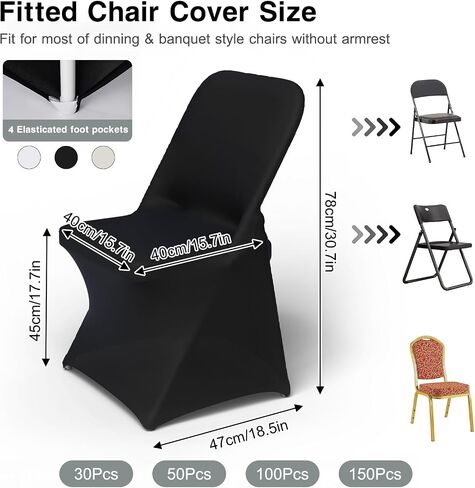 100 PCS CARCH CARCH ANCHERS Universal Polyester SPANDEX CORVERS SLIPCOVERS FOR PARKING FART FRATH CARRESS (WHITE) in Saudi Arabia