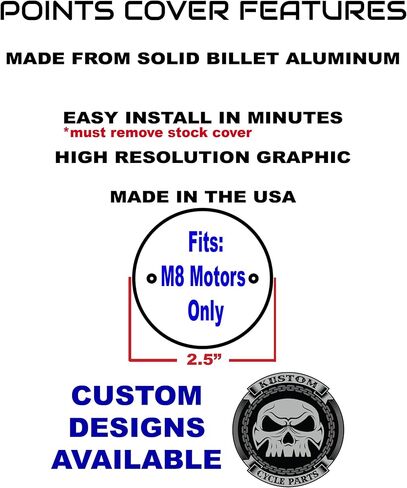 Kustom Cycle Parts Beer Can Top Look Points/Timing Cover Compatible with Harley Davidson M8 Motor 2016 to Current. Made in The USA in Saudi Arabia