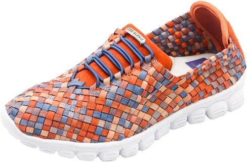 Women's Danielle Breathable Lightweight Flexible Casual Comfortable Woven Sneakers | Slip-On Design, Blue Multi, 9.5 in Saudi Arabia