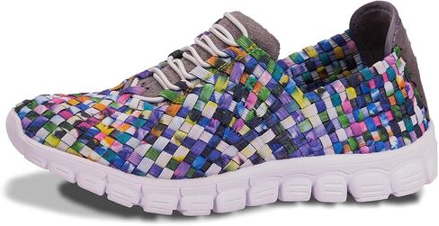 Women's Danielle Breathable Lightweight Flexible Casual Comfortable Woven Sneakers | Slip-On Design, Blue Multi, 9.5 in Saudi Arabia
