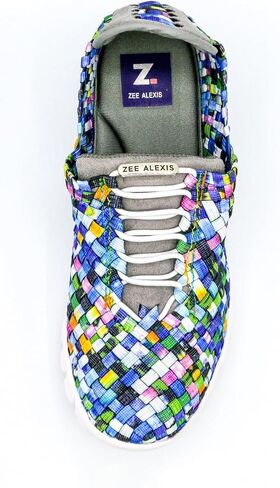 Women's Danielle Breathable Lightweight Flexible Casual Comfortable Woven Sneakers | Slip-On Design, Blue Multi, 9.5 in Saudi Arabia