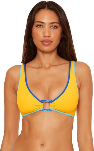 Becca Women's Crinker Crush Bralette Bikini Top ، قابل للتعديل ، ربطة عنق ، تفصل ملابس السباحة in Saudi Arabia