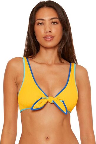 Becca Women's Crinker Crush Bralette Bikini Top ، قابل للتعديل ، ربطة عنق ، تفصل ملابس السباحة in Saudi Arabia