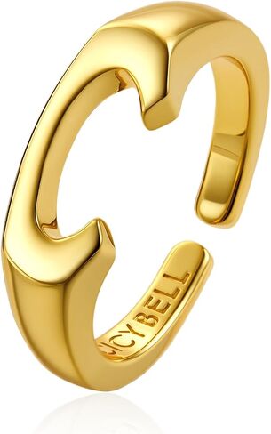 Cicy Bell Womens 18K Gold Plated Dited Rings Bold Letters Personalized Orial Congening Rings in Kuwait