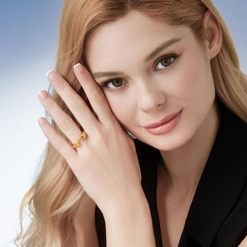Cicy Bell Womens 18K Gold Plated Dited Rings Bold Letters Personalized Orial Congening Rings in Kuwait