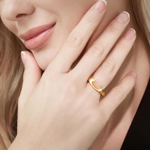 Cicy Bell Womens 18K Gold Plated Dited Rings Bold Letters Personalized Orial Congening Rings in Kuwait