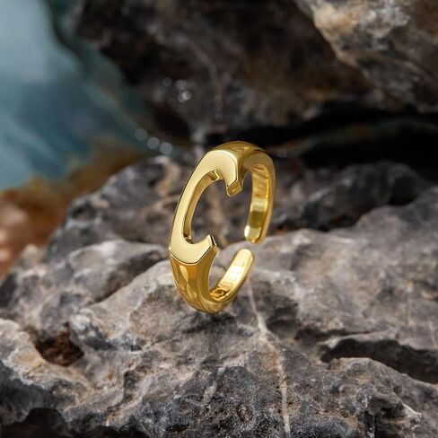 Cicy Bell Womens 18K Gold Plated Dited Rings Bold Letters Personalized Orial Congening Rings in Kuwait