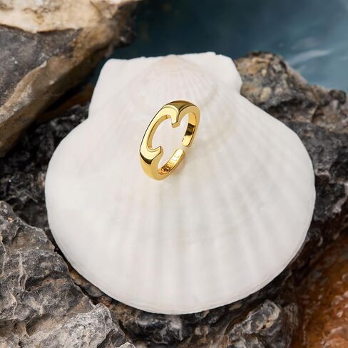 Cicy Bell Womens 18K Gold Plated Dited Rings Bold Letters Personalized Orial Congening Rings in Kuwait