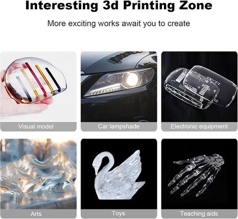 High Clear 3D Printer Resin Crys100, 405nm UV-Curing Resin with Ultra High Transparency and Strength, Fast Curing Transparent Photopolymer Resin for LCD DLP 3D Printing (Crys100 Clear, 1000g) in Saudi Arabia