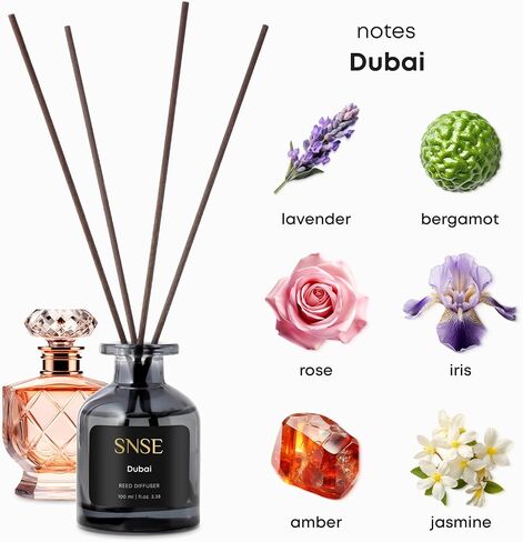 SNSE Dubai Reed Diffuser Set | 3.38 oz Scent Fragrance Oil Diffuser for Bedroom, Bathroom, Home Décor and Gift, Decorative Air Fresheners with Sticks in Kuwait