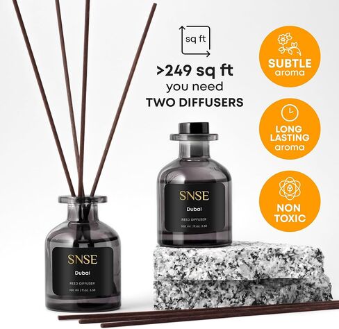 SNSE Dubai Reed Diffuser Set | 3.38 oz Scent Fragrance Oil Diffuser for Bedroom, Bathroom, Home Décor and Gift, Decorative Air Fresheners with Sticks in Kuwait