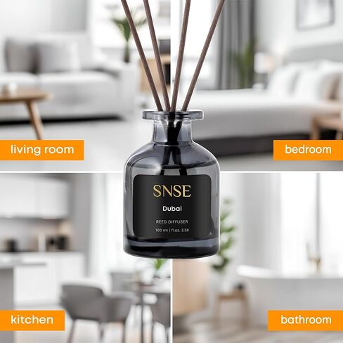 SNSE Dubai Reed Diffuser Set | 3.38 oz Scent Fragrance Oil Diffuser for Bedroom, Bathroom, Home Décor and Gift, Decorative Air Fresheners with Sticks in Kuwait