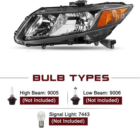 JSBOYAT Headlights Assembly Pair for 2012-2015 Honda Civic 4Dr Sedan | 2012-2013 Honda Civic 2Dr Coupe, OE Style Headlamp (Driver & Passenger Side) in Saudi Arabia
