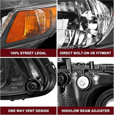 JSBOYAT Headlights Assembly Pair for 2012-2015 Honda Civic 4Dr Sedan | 2012-2013 Honda Civic 2Dr Coupe, OE Style Headlamp (Driver & Passenger Side) in Saudi Arabia