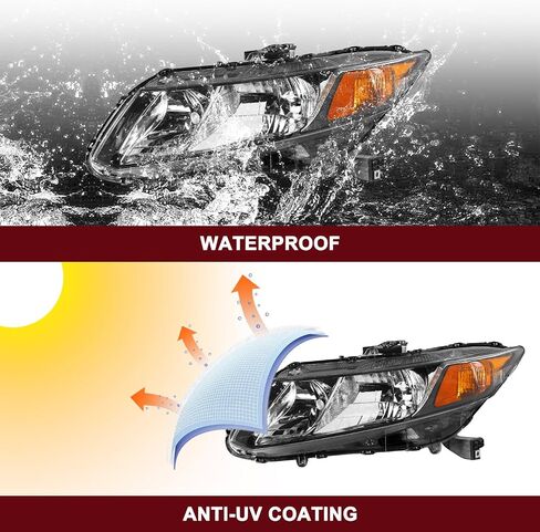 JSBOYAT Headlights Assembly Pair for 2012-2015 Honda Civic 4Dr Sedan | 2012-2013 Honda Civic 2Dr Coupe, OE Style Headlamp (Driver & Passenger Side) in Saudi Arabia