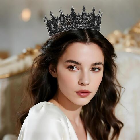 Kamirola -Full Round Queen Crowns Rhinestone Wedding Crowns and Tiaras for Women Costume Party Hair Accessories Princess Birthday Crowns Crystal Bridal Crowns for Prom Birthday Costume Party TR 71 in Kuwait